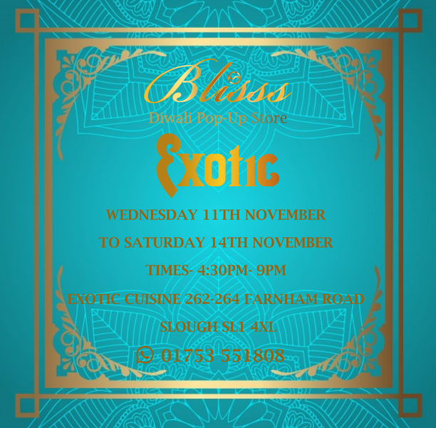 Blisss Diwali pop-up in Slough and Hounslow